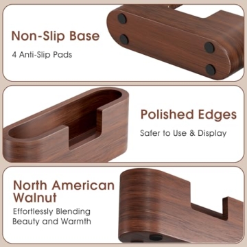 MaxGear Elegant Walnut Wood Business Card Holder - Stylish Desk Organizer