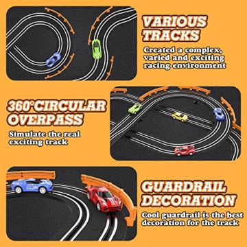 Wupuaait Slot Car Race Track with 4 Fast Cars