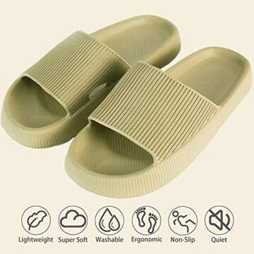 rosyclo Cloud Slides for Woman and Man, Pillow House Slippers Super Soft Comfy Non-Slip Massage Bath...