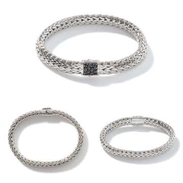 John Hardy Classic Chain 7.5MM Bracelet (Black Sapphire- Medium)