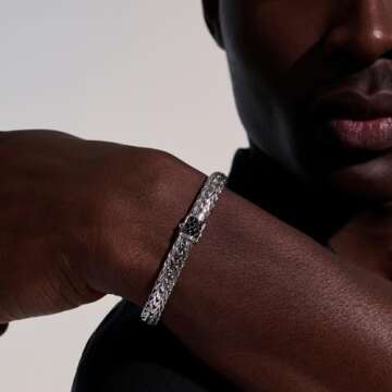 John Hardy Classic Chain 7.5MM Bracelet (Black Sapphire- Medium)