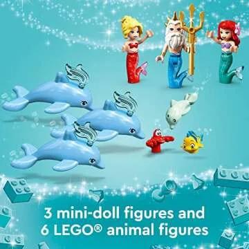 LEGO Disney Princess Ariel’s Underwater Palace 43207, Buildable Castle Toy, Present Idea for Kids, Girls and Boys Aged 6+ with The Little Mermaid Mini-Doll Figure & Dolphin Figures