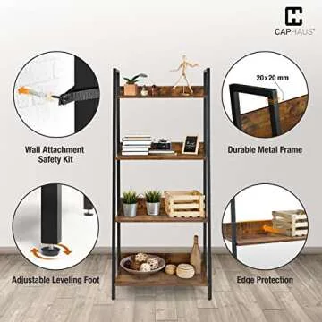 Shop CAPHAUS 4 Tier Ladder Bookshelf for Stylish Storage Solutions
