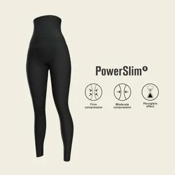 Leonisa High Waisted Tummy Control Leggings for Women - Waist Compression Shapewear Black
