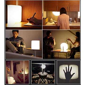 MEEYO Folding Book Lamp Wooden, Book Light, USB Rechargable Book Shaped Light ,3 Colors Led Table Lamp for Decor, Magnetic Design, Environmentally Material