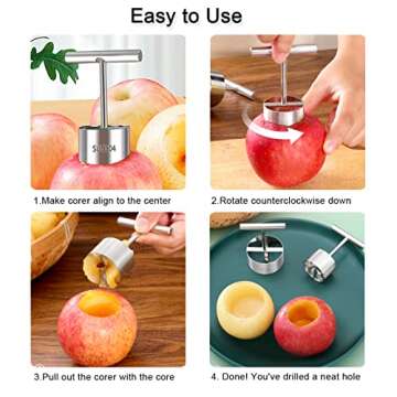 Vegetable & Fruit Corer, Veggie Corer Drill Fruit Core Remover Kitchen Tool, 2 Sizes Veggie Drill for Coring and Hollowing Out Zucchini, Pumpkin, Potatoes, Carrot, Apple, Pear, Tomato