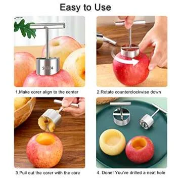 Vegetable & Fruit Corer, Veggie Corer Drill Fruit Core Remover Kitchen Tool, 2 Sizes Veggie Drill for Coring and Hollowing Out Zucchini, Pumpkin, Potatoes, Carrot, Apple, Pear, Tomato