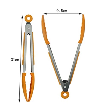 7" Mini Silicone Tongs for BBQ and Serving, 3 Pack