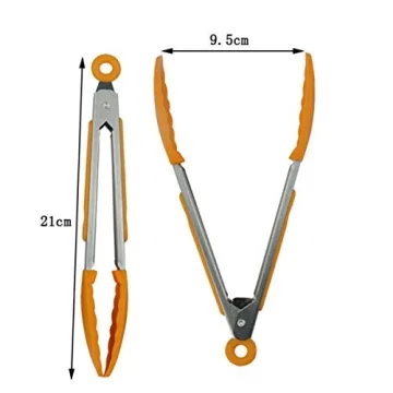 7" Mini Silicone Tongs for BBQ and Serving, 3 Pack