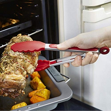 7" Mini Silicone Tongs for BBQ and Serving, 3 Pack