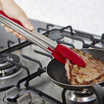 7" Mini Silicone Tongs for BBQ and Serving, 3 Pack