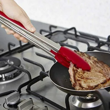 7" Mini Silicone Tongs for BBQ and Serving, 3 Pack