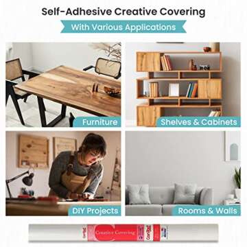 Con-Tact Brand Creative Covering, Self-Adhesive Shelf Liner, Multi-Purpose Vinyl Roll, Easy to Use and Apply, 18'' x 20', White