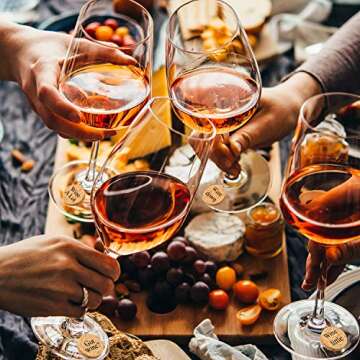 24 Pieces Wooden Wine Glass Charms Glass Markers Drink Markers For Wine Glass Champagne Flutes Cocktails Martinis