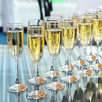 24 Pieces Wooden Wine Glass Charms Glass Markers Drink Markers For Wine Glass Champagne Flutes Cocktails Martinis