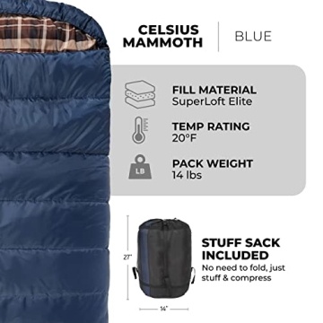 TETON Sports Mammoth Queen Size Sleeping Bag for All