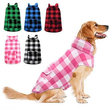 Dog Winter Coat by ASENKU - Fleece Jacket Plaid Reversible Waterproof Vest for Dogs