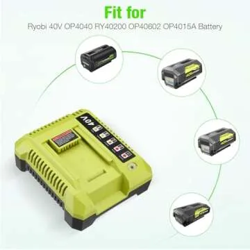 40V 7.0Ah Li-ion Replacement Battery Compatible with Ryobi 40v Lithium Battery OP4040 + OP401 40V Charger Kit Compatible with All Ryobi 40v Lithium Battery