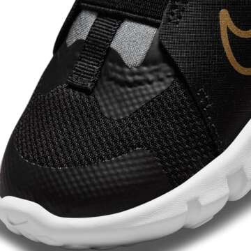 Nike Kids Flex Runner 2 Running Shoes, Black/Metallic Gold-Cool Grey, 5 Toddler US