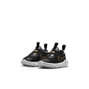 Nike Kids Flex Runner 2 Running Shoes, Black/Metallic Gold-Cool Grey, 5 Toddler US