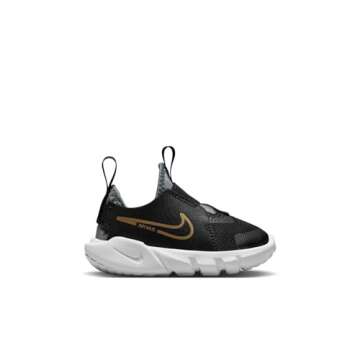 Nike Kids Flex Runner 2 Running Shoes, Black/Metallic Gold-Cool Grey, 5 Toddler US
