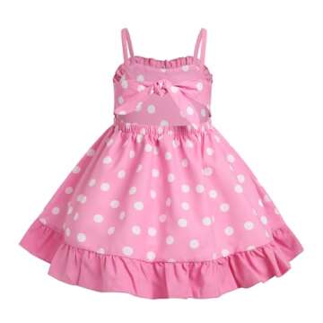 IBTOM CASTLE 1st Birthday Outfit for Girls: Toddler Baby Tutu Dress Polka Dots Bowknot Sleeveless Ba...