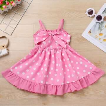 IBTOM CASTLE 1st Birthday Outfit for Girls: Toddler Baby Tutu Dress Polka Dots Bowknot Sleeveless Backless Princess Dance Performance Cake Smash Photo Prop Summer Holiday Sundress Pink 18-24 Months