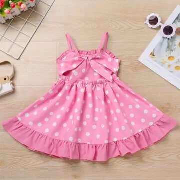 IBTOM CASTLE 1st Birthday Outfit for Girls: Toddler Baby Tutu Dress Polka Dots Bowknot Sleeveless Backless Princess Dance Performance Cake Smash Photo Prop Summer Holiday Sundress Pink 18-24 Months