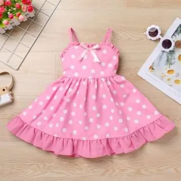IBTOM CASTLE 1st Birthday Outfit for Girls: Toddler Baby Tutu Dress Polka Dots Bowknot Sleeveless Backless Princess Dance Performance Cake Smash Photo Prop Summer Holiday Sundress Pink 18-24 Months
