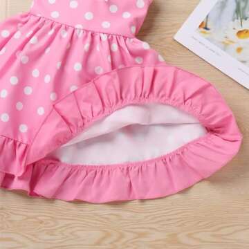 IBTOM CASTLE 1st Birthday Outfit for Girls: Toddler Baby Tutu Dress Polka Dots Bowknot Sleeveless Backless Princess Dance Performance Cake Smash Photo Prop Summer Holiday Sundress Pink 18-24 Months