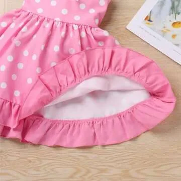 IBTOM CASTLE 1st Birthday Outfit for Girls: Toddler Baby Tutu Dress Polka Dots Bowknot Sleeveless Backless Princess Dance Performance Cake Smash Photo Prop Summer Holiday Sundress Pink 18-24 Months