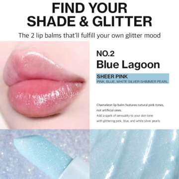 UNLEASHIA Glacier Vegan Lip Balm (NO.2 BLUE LAGOON) - Moisturizing Glitter Lip Care