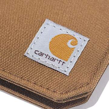 Carhartt Men's Bifold and Passcase, Durable Billfold Wallets, Available in Leather and Canvas Styles, Nylon Duck Brown, One Size