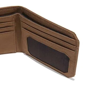 Carhartt Men's Bifold and Passcase, Durable Billfold Wallets, Available in Leather and Canvas Styles, Nylon Duck Brown, One Size