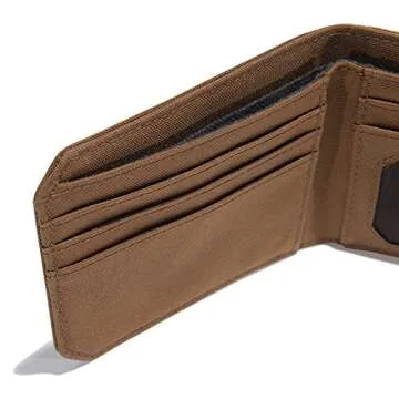 Carhartt Men's Bifold and Passcase, Durable Billfold Wallets, Available in Leather and Canvas Styles, Nylon Duck Brown, One Size