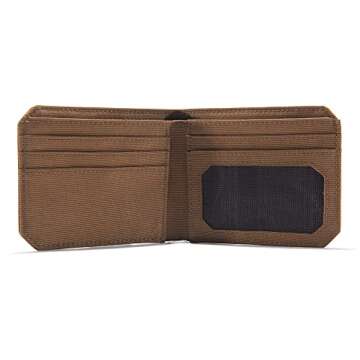 Carhartt Men's Bifold and Passcase, Durable Billfold Wallets, Available in Leather and Canvas Styles, Nylon Duck Brown, One Size