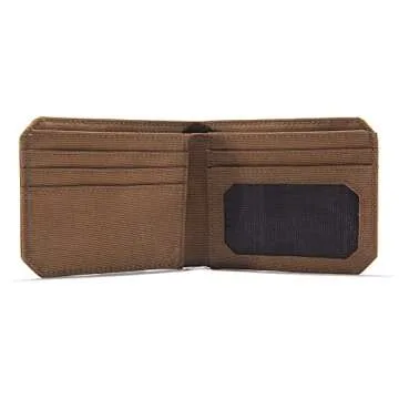 Carhartt Men's Bifold and Passcase, Durable Billfold Wallets, Available in Leather and Canvas Styles, Nylon Duck Brown, One Size