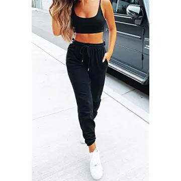 Waitfairy High Waisted Sweatpants Comfortable Joggers