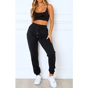 Waitfairy High Waisted Sweatpants Comfortable Joggers