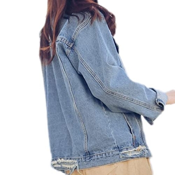 Saukiee Oversized Distressed Denim Jacket for Women