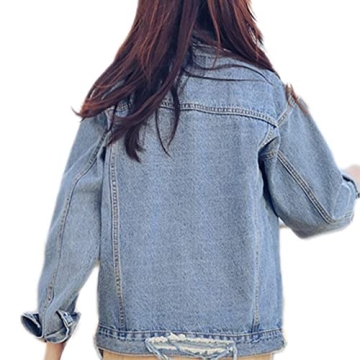 Saukiee Oversized Distressed Denim Jacket for Women