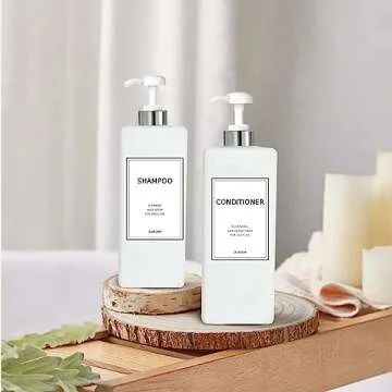 Modern Silver Shampoo and Conditioner Dispenser (21 oz, Pack of 3) Refillable Pump Bottle Set Empty Shower Plastic Bottles with Pump for Bathroom Body Wash Soap and Shower