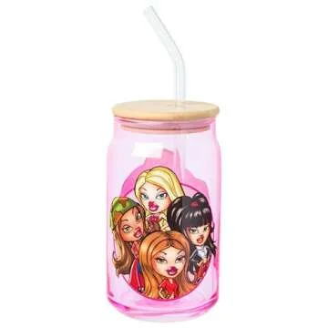 Bratz Girls Night Out 16oz Glass Tumbler Set with Straws