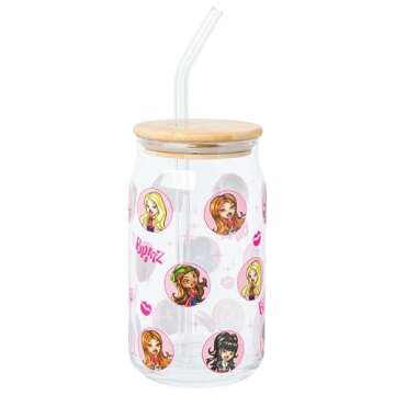 Bratz Girls Night Out 16oz Glass Tumbler Set with Straws