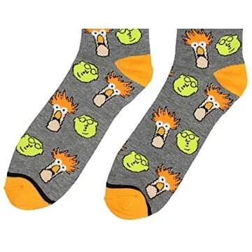 Disney Muppets Socks Beaker Dr Bunsen Men Crew Socks