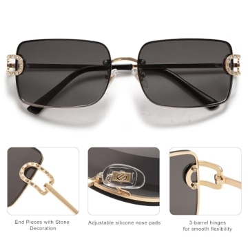 Trendy SOJOS Vintage Rectangle Sunglasses for Women