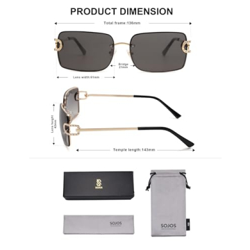 Trendy SOJOS Vintage Rectangle Sunglasses for Women