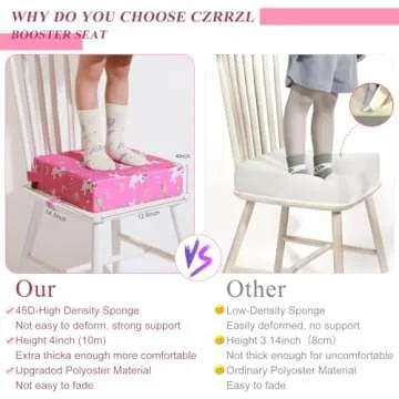 Toddler Booster Seat for Dining Table, Stronger Support Booster Seat for Table Washable 2 Safer Straps Non-Slip Bottom Portable Booster Seat for Kids Baby Increasing Cushion for Travel Home