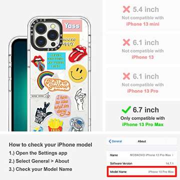 MOSNOVO for iPhone 13 Pro Max Case, [Buffertech 6.6 ft Drop Impact] [Anti Peel Off] Clear Shockproof TPU Protective Bumper Phone Cases Cover with Pop Culture Design for iPhone 13 Pro Max