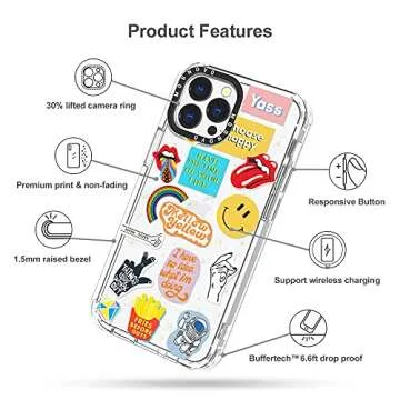 MOSNOVO for iPhone 13 Pro Max Case, [Buffertech 6.6 ft Drop Impact] [Anti Peel Off] Clear Shockproof TPU Protective Bumper Phone Cases Cover with Pop Culture Design for iPhone 13 Pro Max